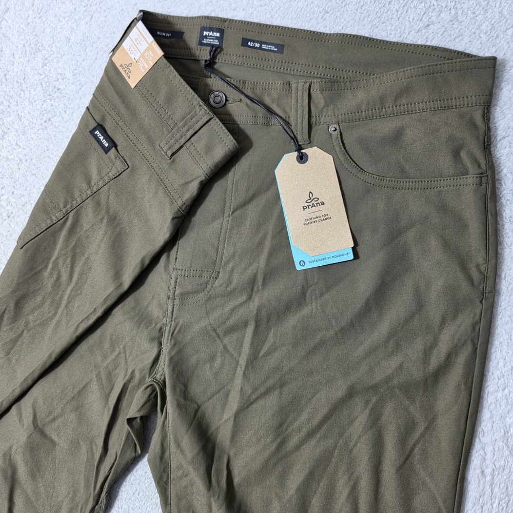 NEW Prana Brion Slim Pant II Mens 42/30 Slate Green Stretch Zion Outdoor Hiking